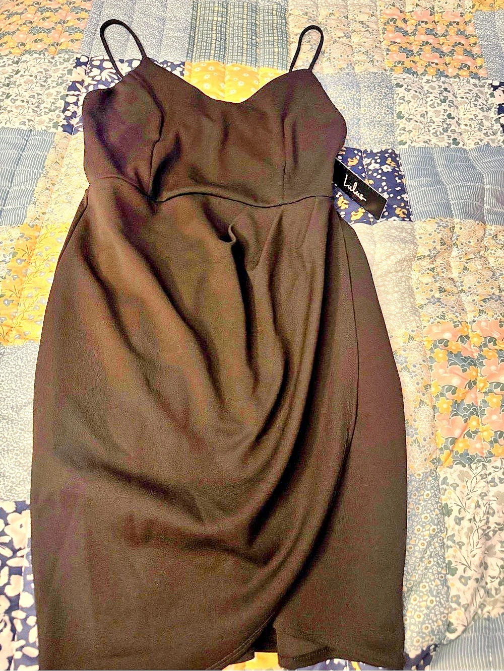 Lulus Reinette Black Midi Dress Medium NWT